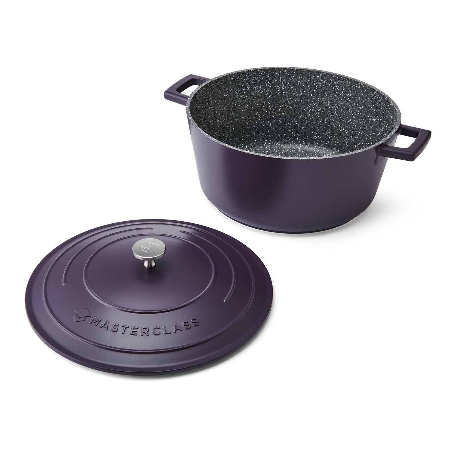 Støbt aluminiums gryde m/låg, lilla - 5L