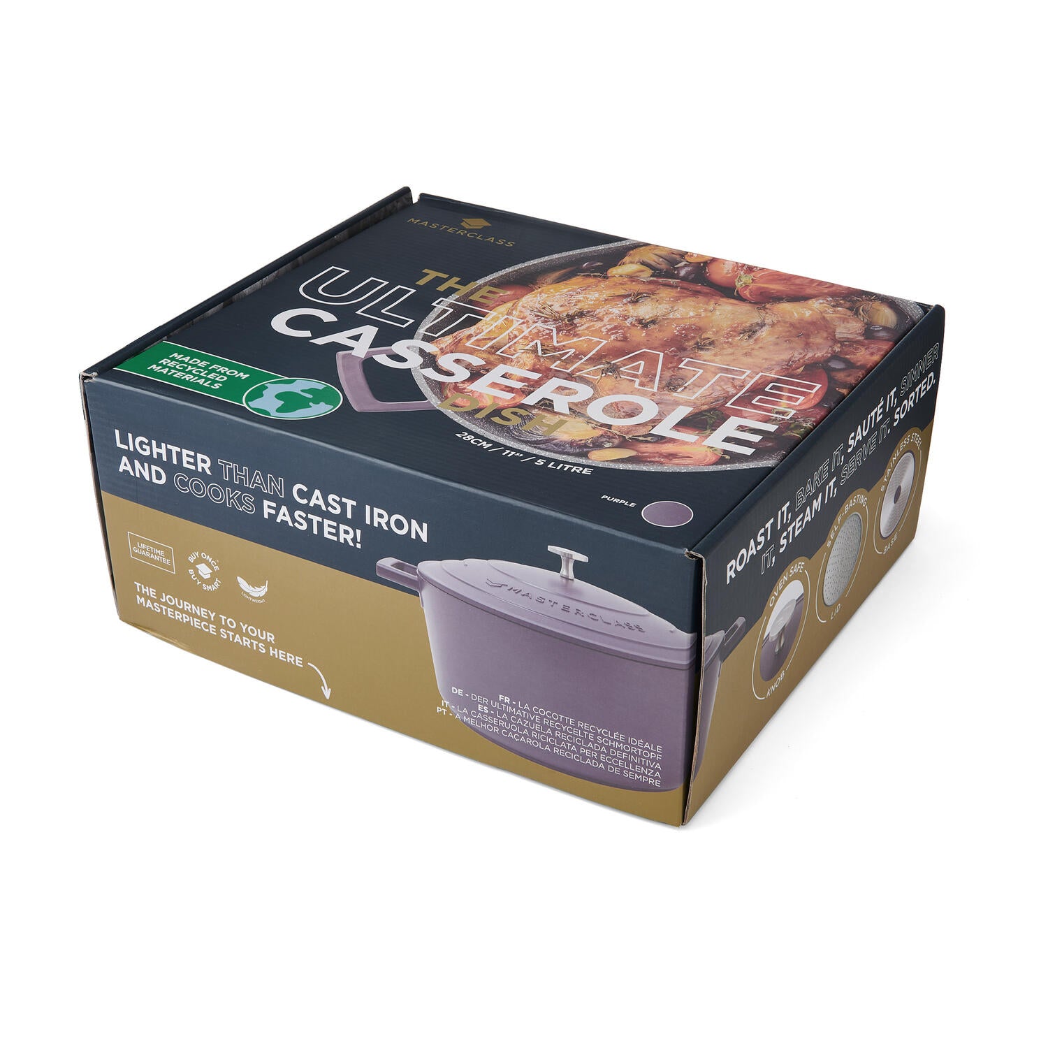 Støbt aluminiums gryde m/låg, lilla - 5L