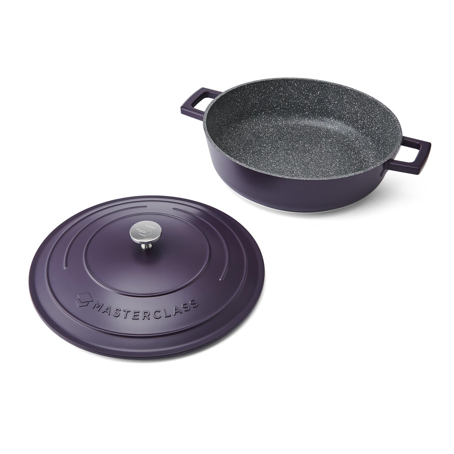 Støbt aluminiums sautergryde m/låg, lilla - 4L