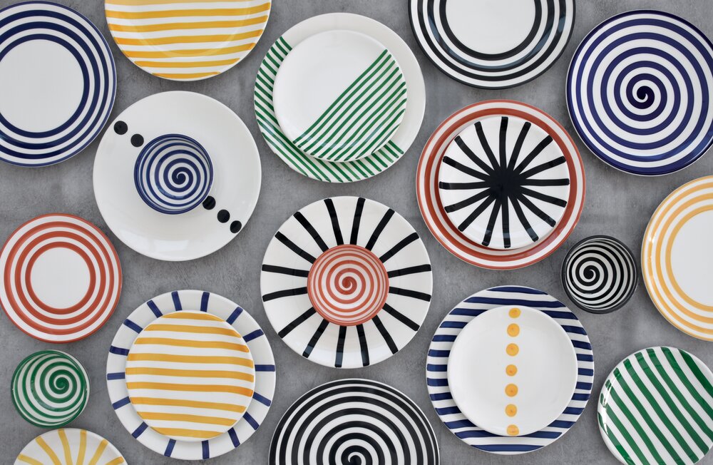 Håndmalet keramik frokosttallerken, Terracotta Spirale - Ø20,5 cm