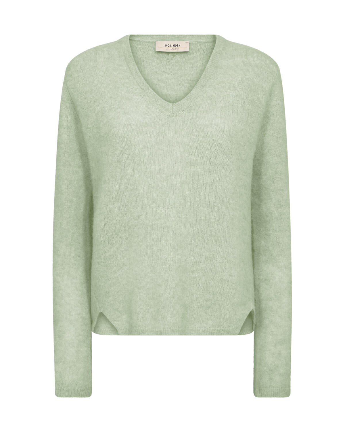 Mape Sophia V-Neck uldstriktrøje – Frosty Green