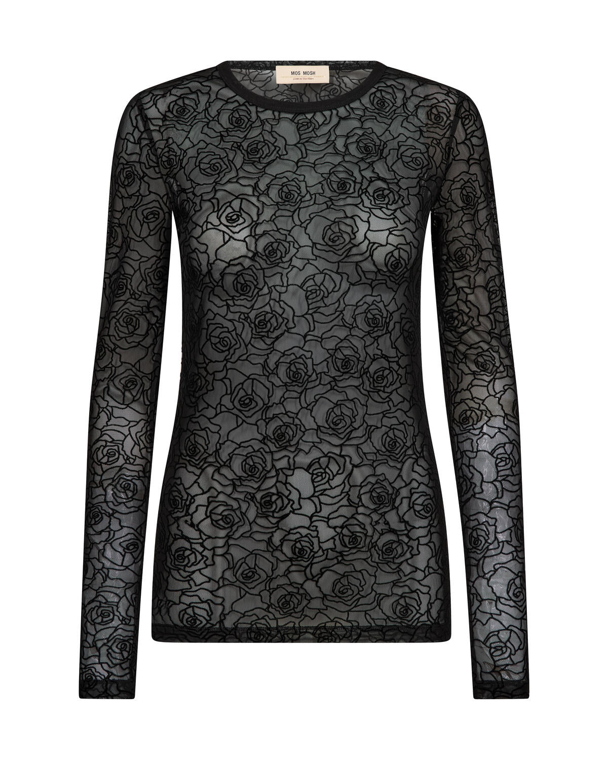Rose mesh bluse – sort