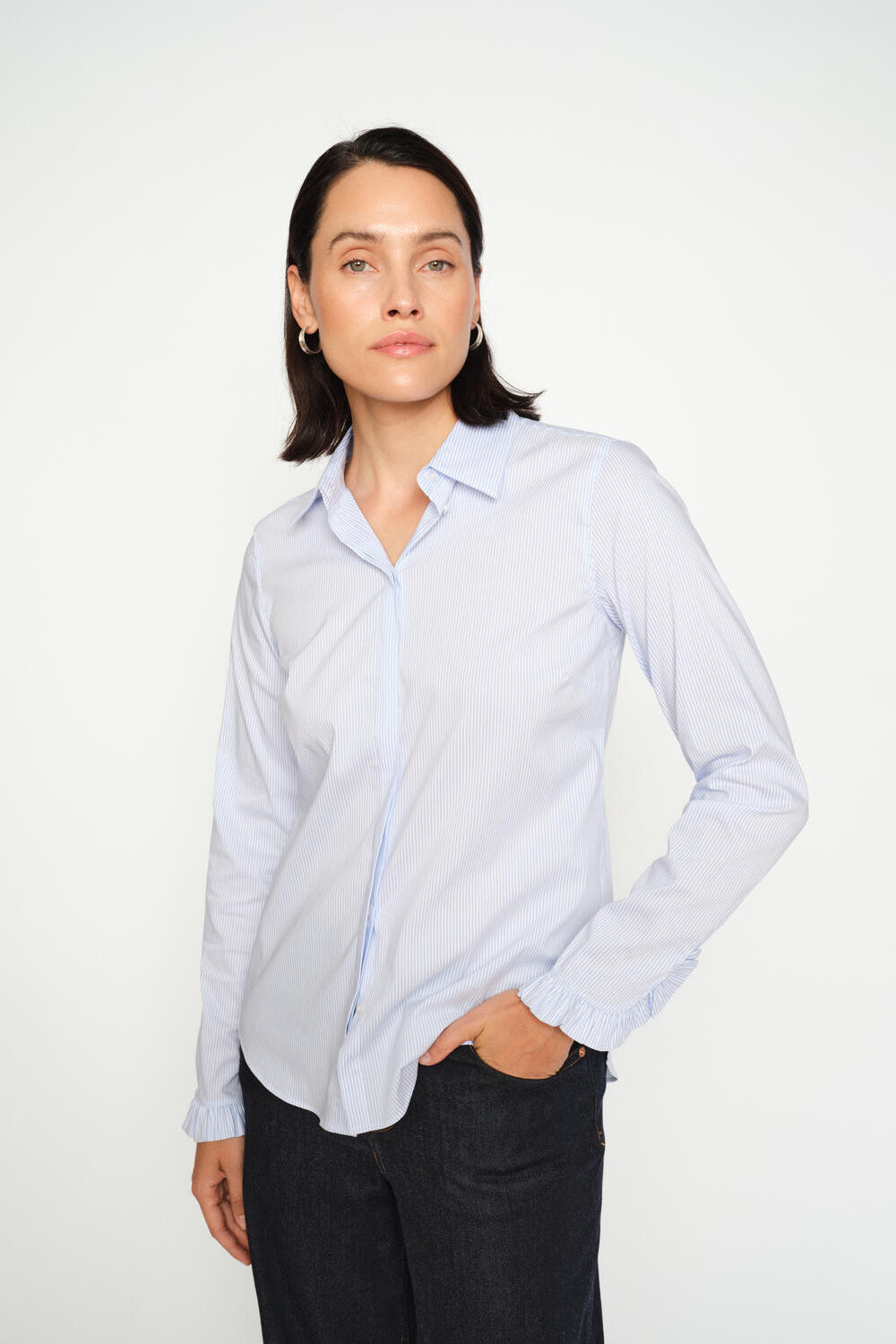 Mattie Flip Stripe skjorte - lyseblå