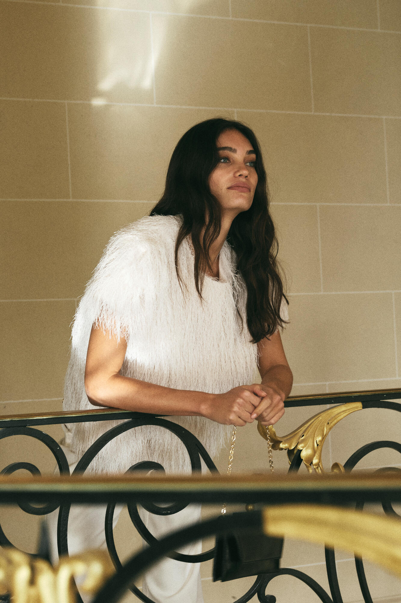 Brim Faux Fur t-shirt – Ecru