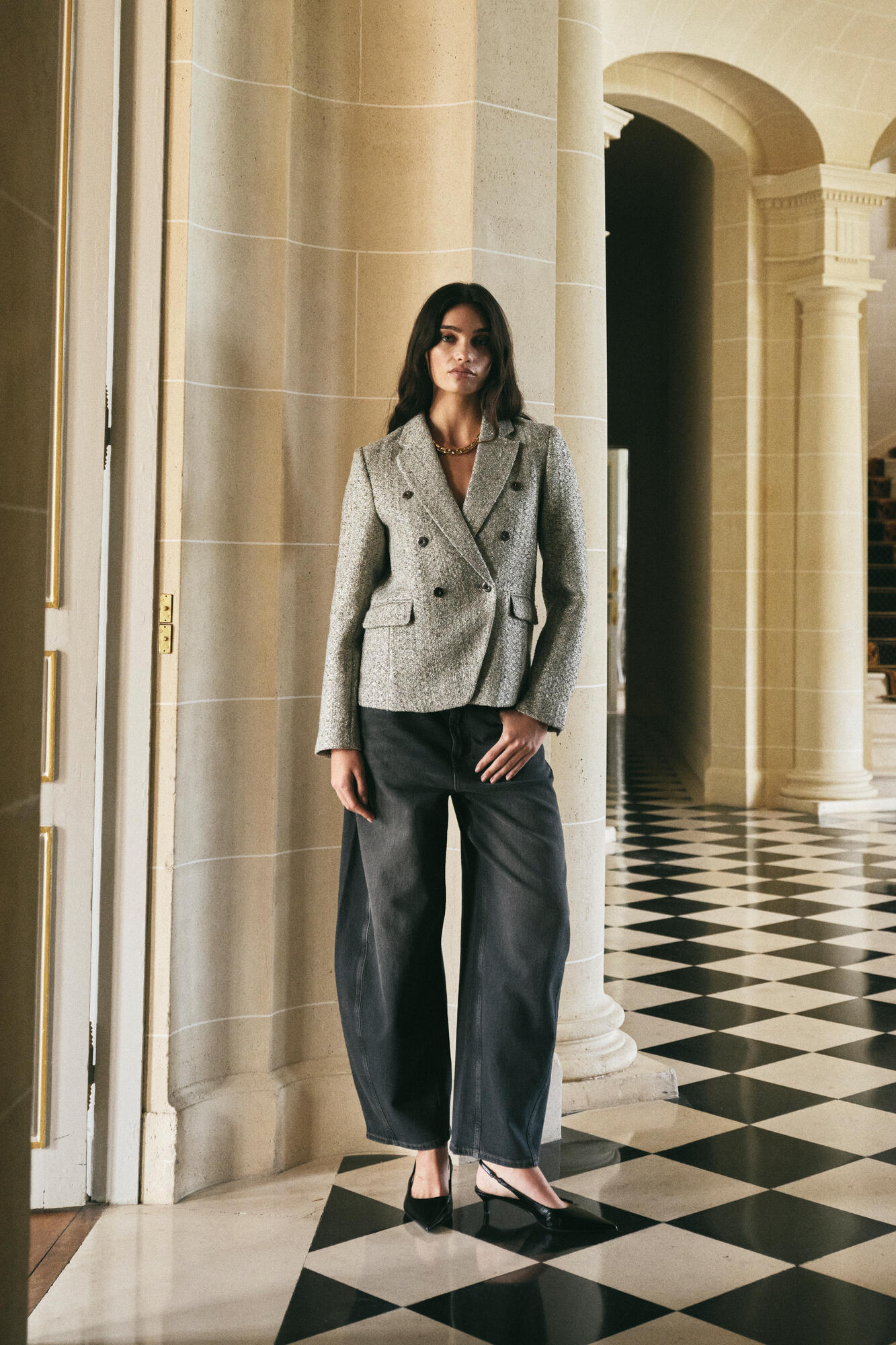 Cindy Draciel barrel jeans – grå