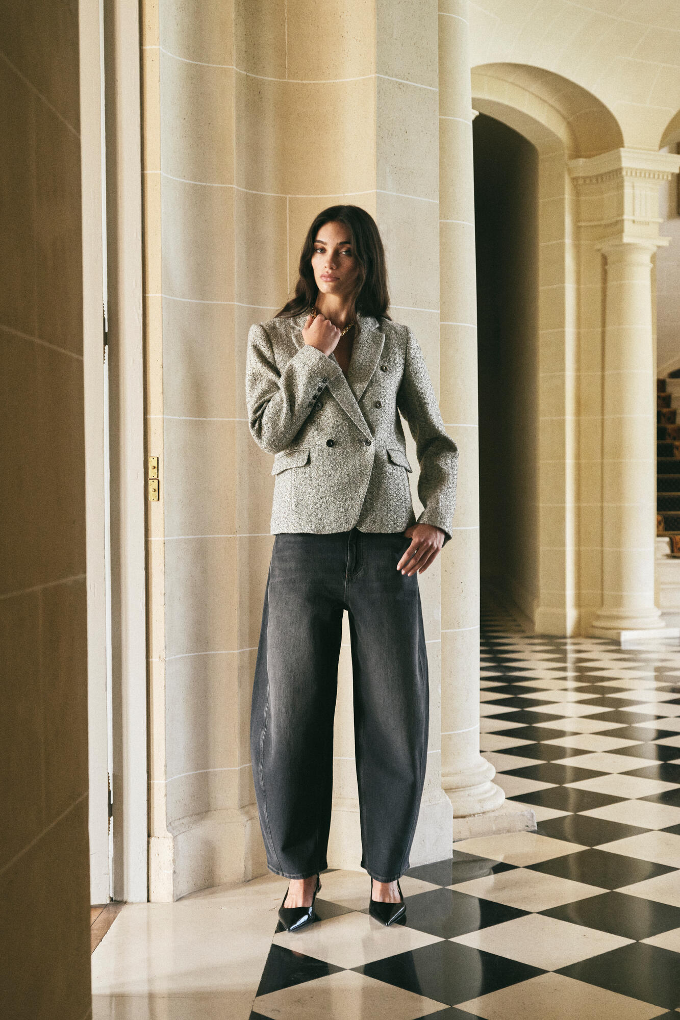 Cindy Draciel barrel jeans – grå