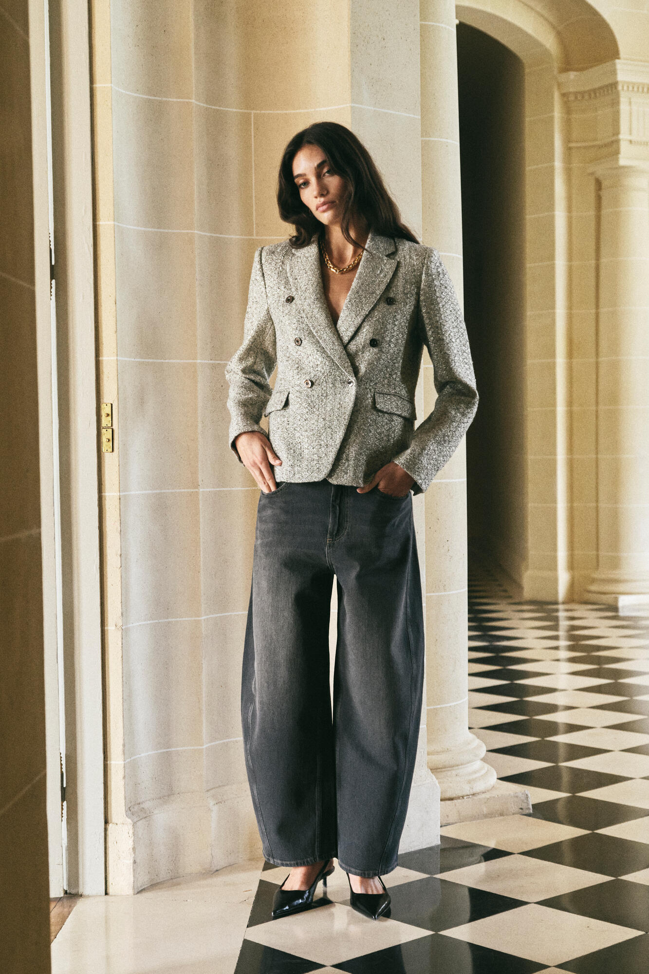 Cindy Draciel barrel jeans – grå