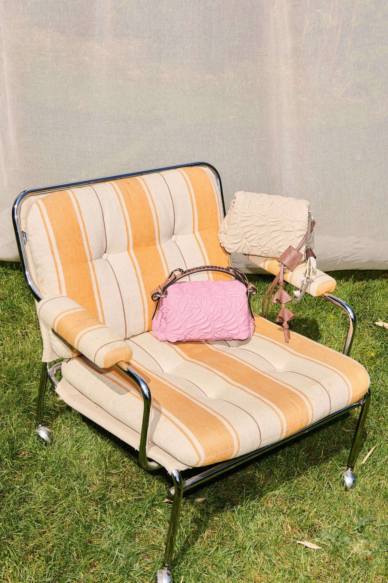 Roluke lædertaske - beige