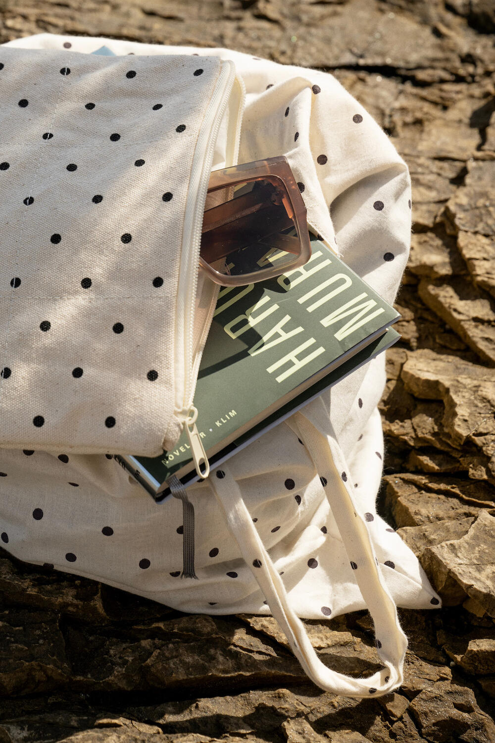 Medium Dot shopper - Ecru/Black Dots