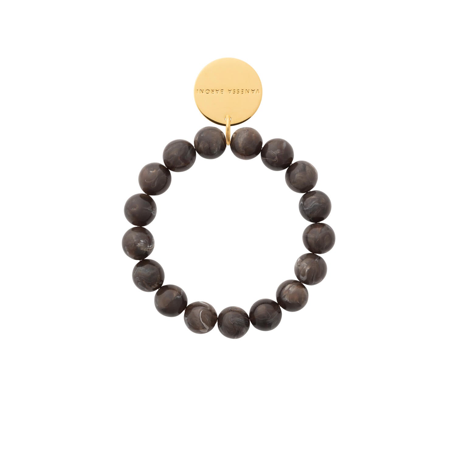 Mini Beads Flex armbånd - Dark Brown Marble