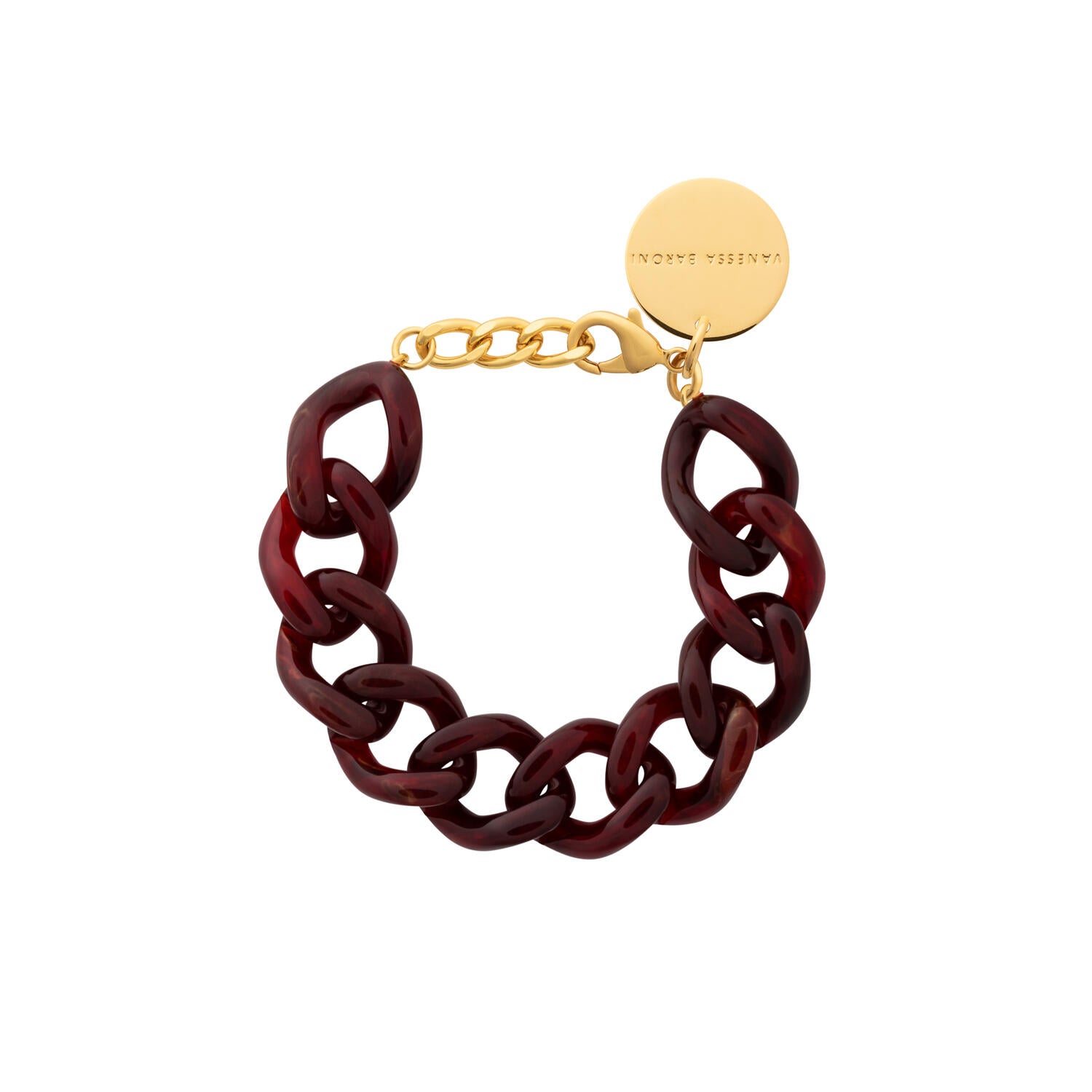 Mini Flat Chain armbånd - Bordeaux Marble