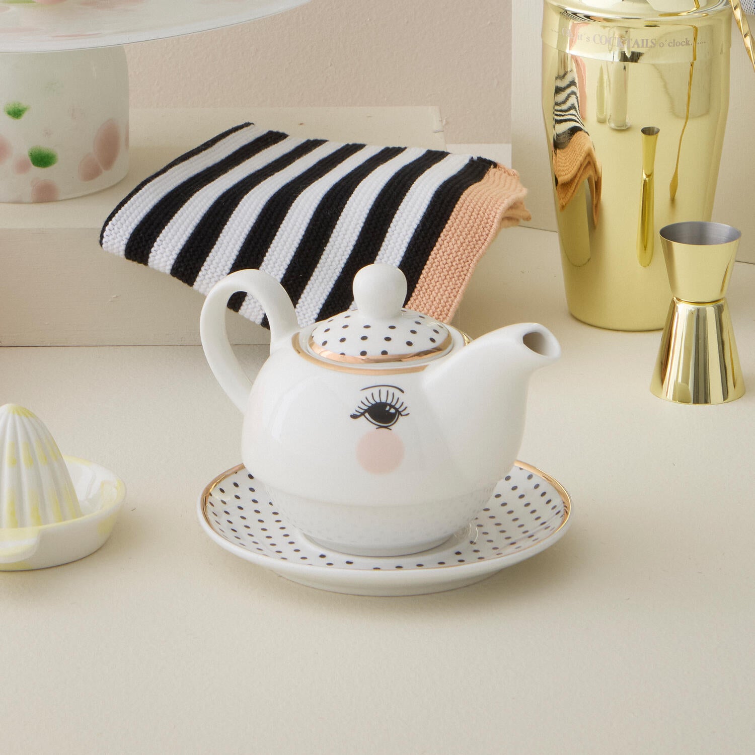 Dots & Stripes tekande - hvid/sort