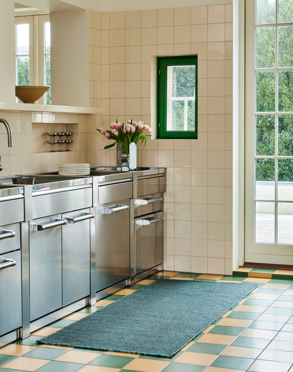 Moiré gulvløber, Emerald green - L200 cm.