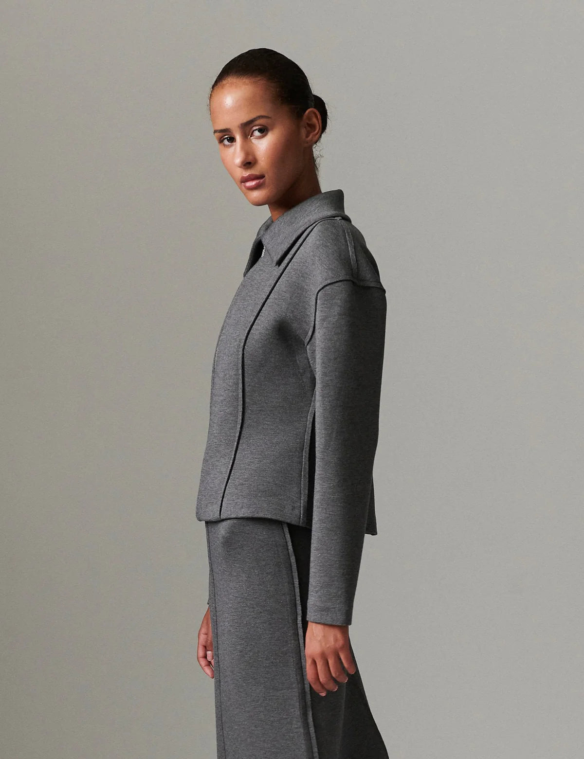 Morena Scuba cardigan - Medium Grey Melange