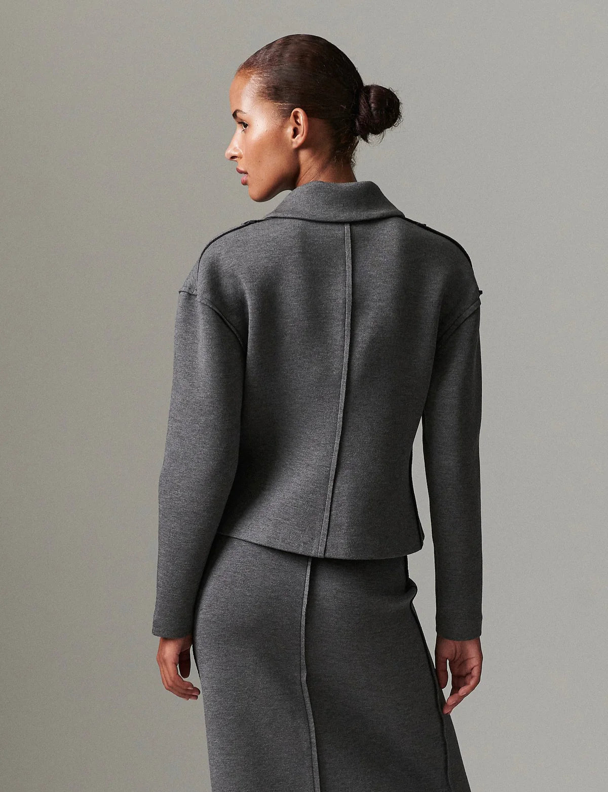 Morena Scuba cardigan - Medium Grey Melange