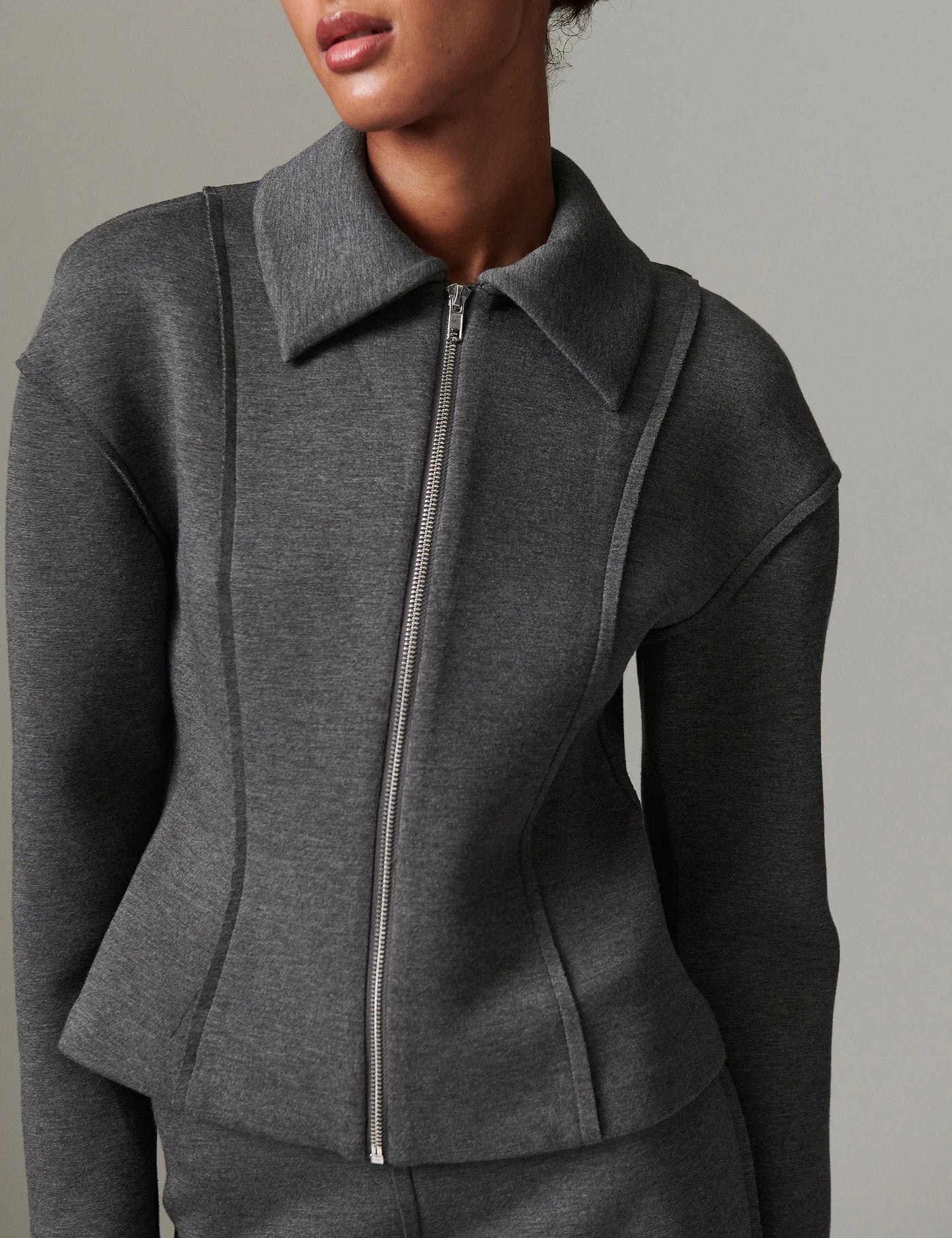 Morena Scuba cardigan - Medium Grey Melange