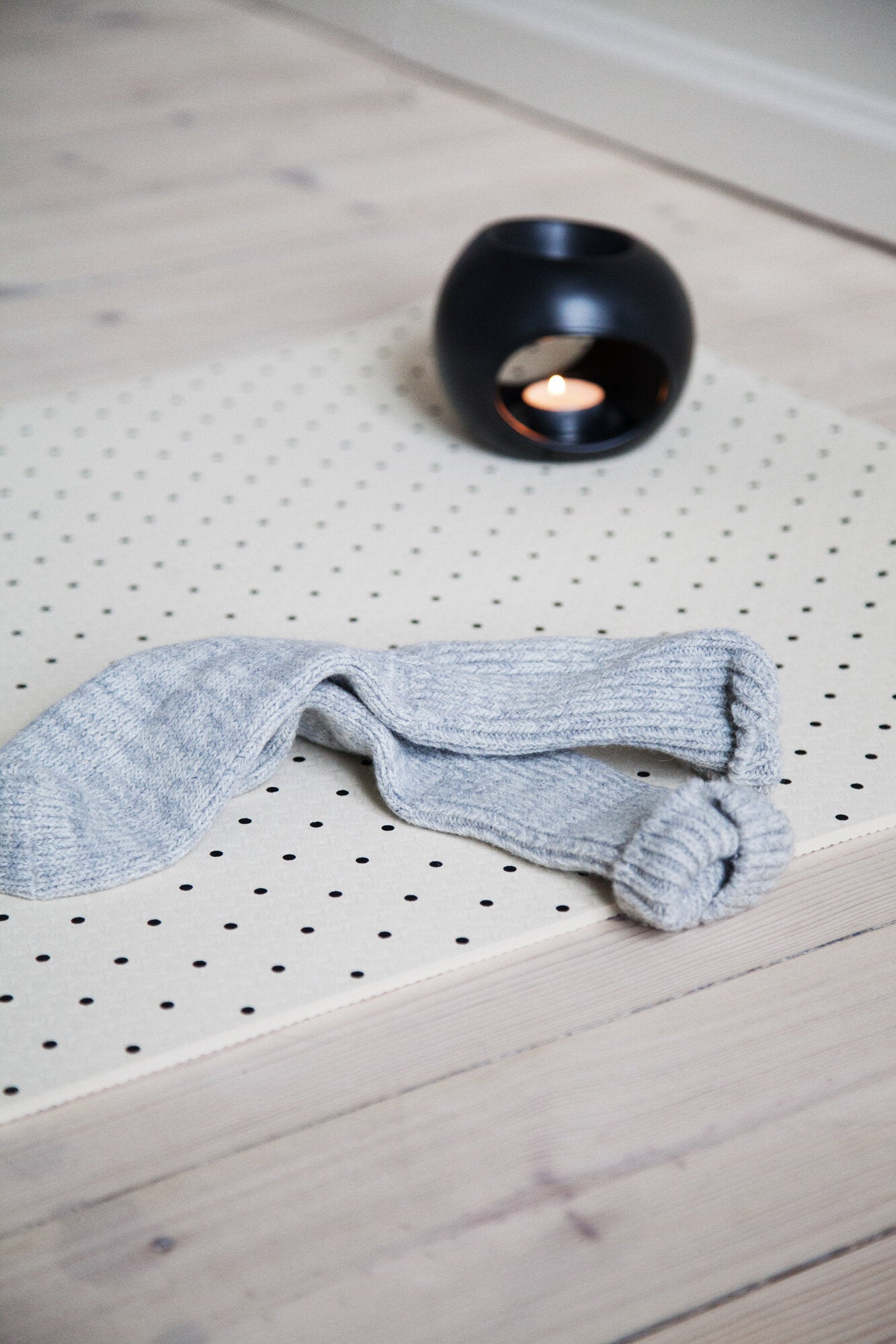 Boyfriend uldstrømper - Light Grey Melange