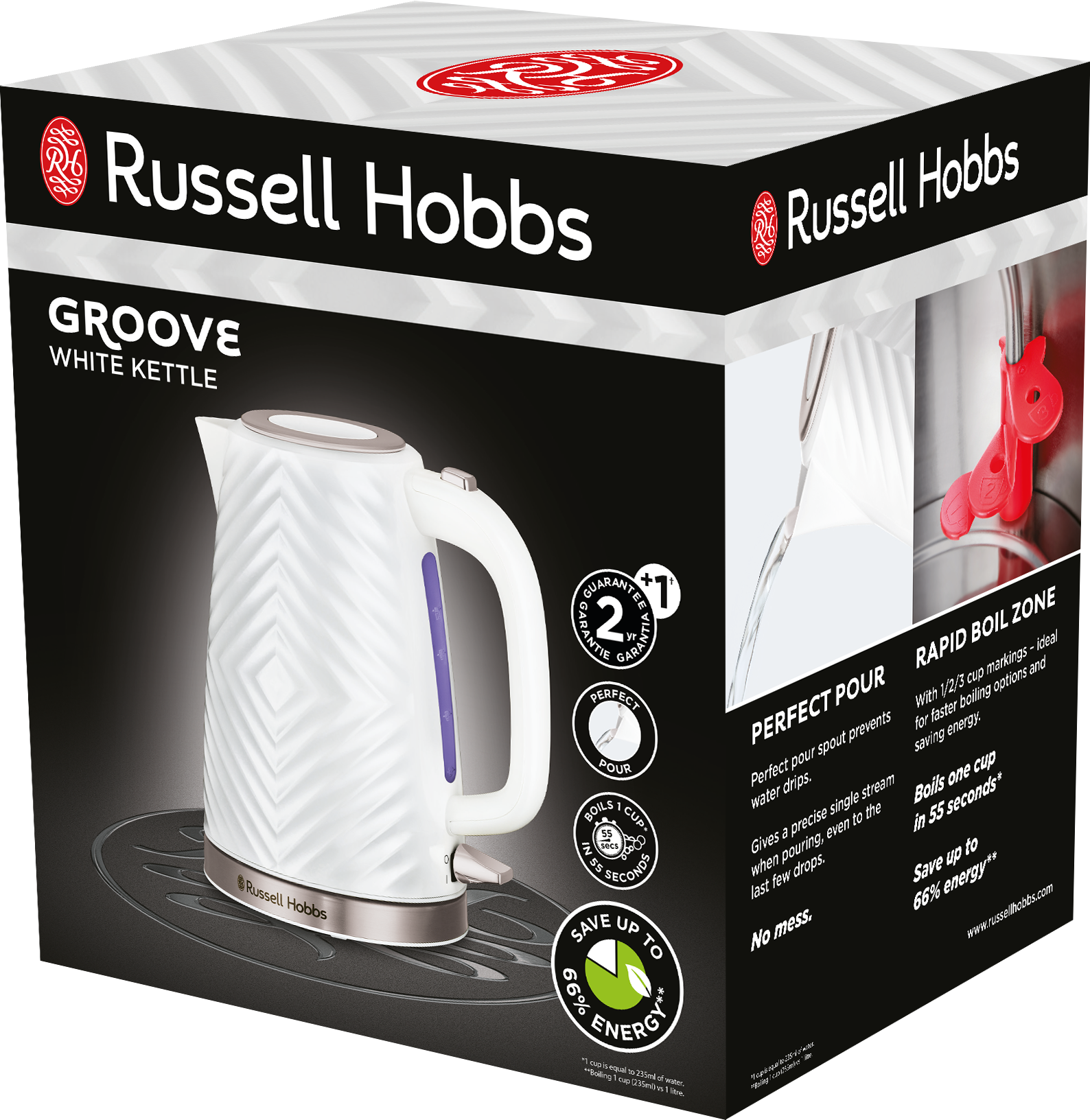 Groove elkedel - hvid