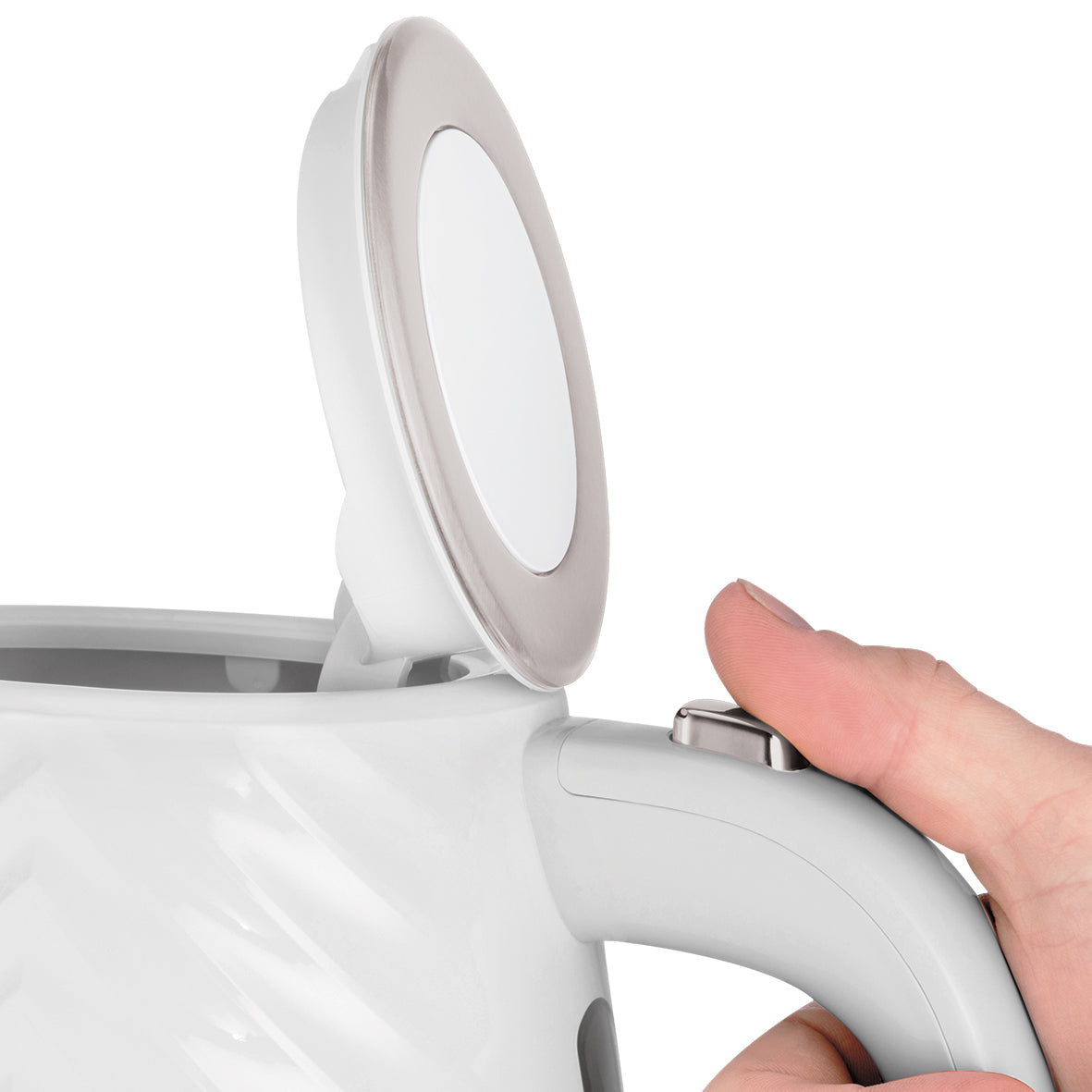 Groove elkedel - hvid