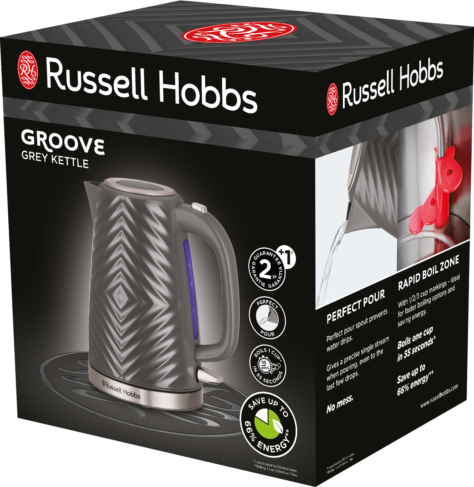 Groove elkedel - grå