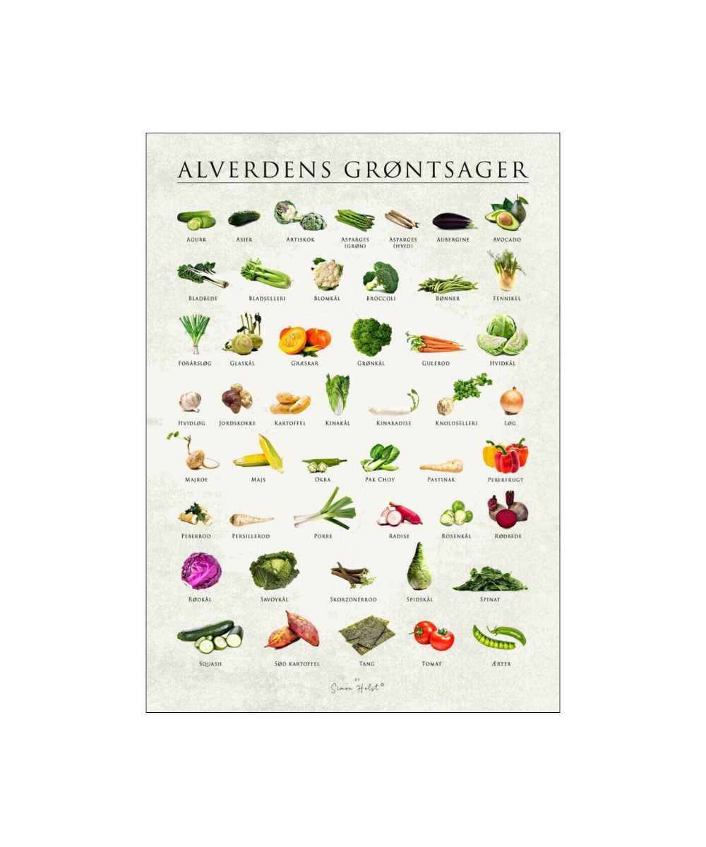 Simon Holst Alverdens grøntsager plakat - 30x40 cm