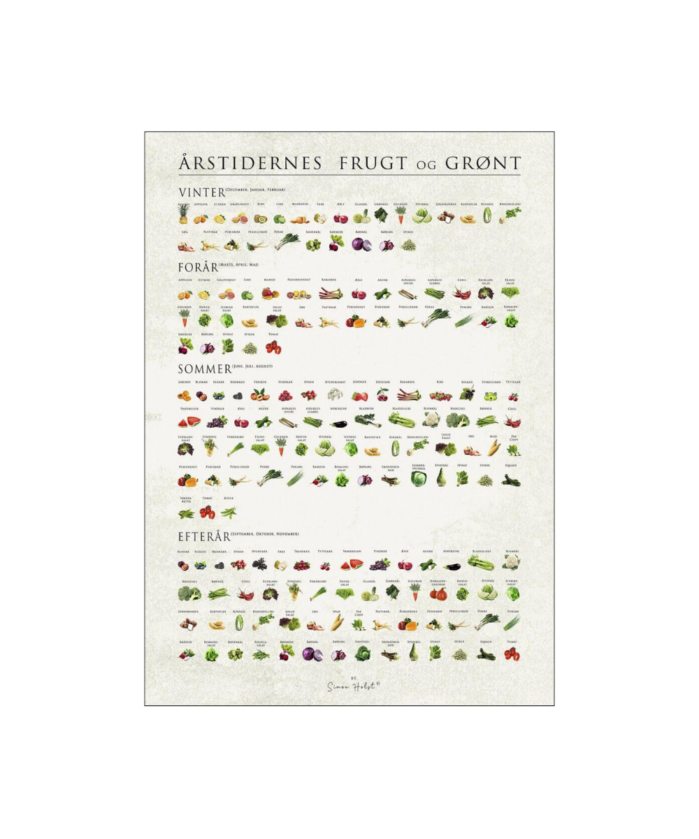Simon Holst Årstidernes frugt og grønt plakat - 30x40 cm