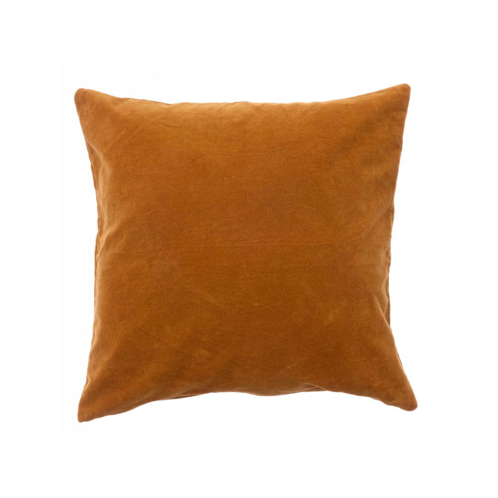 Velour pude, mørk orange - 50x50 cm