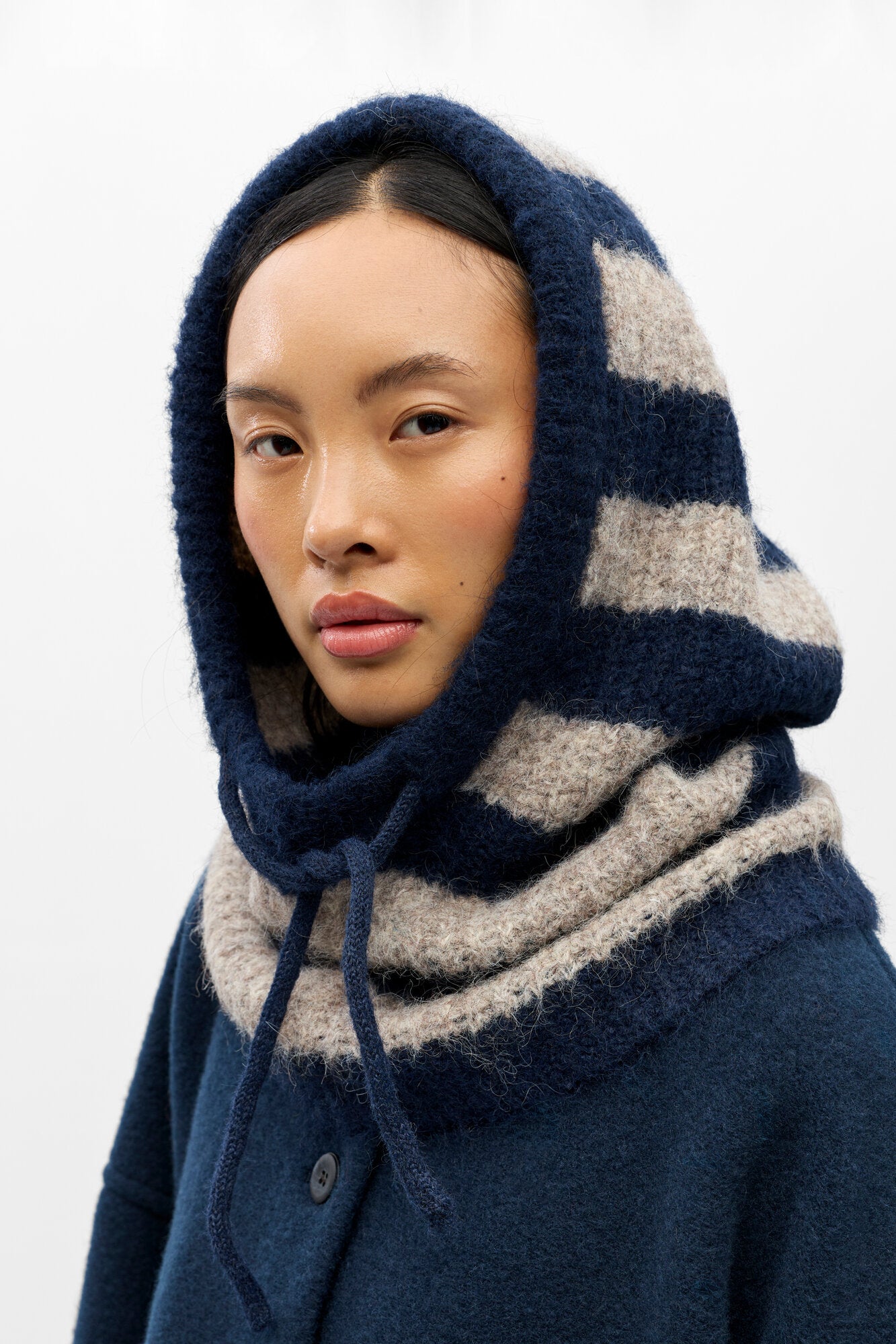 Milu Stipes balaclava – Humus Melange/Sky Captain