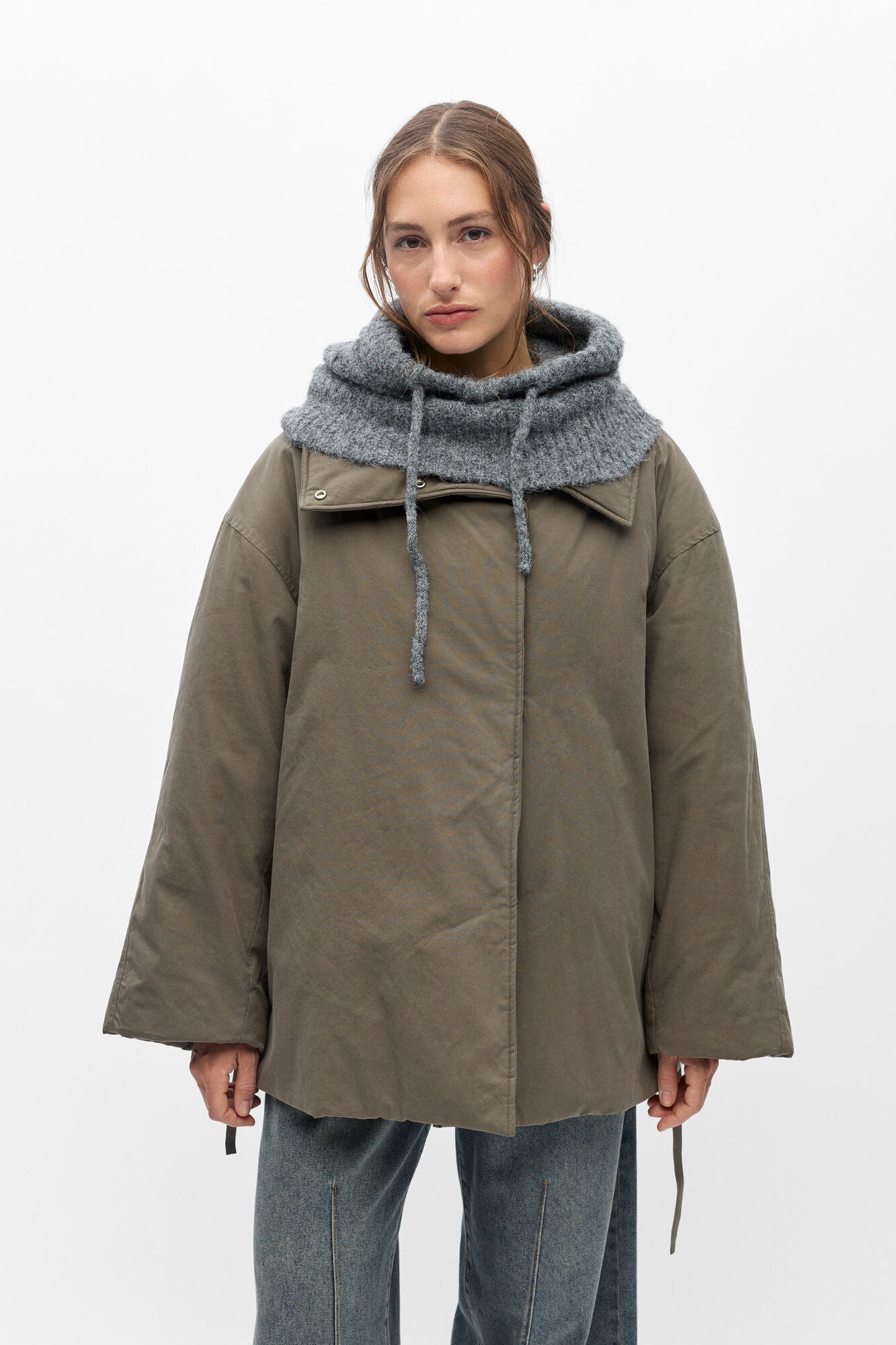 Milu Cable balaclava – Medium Grey Melange