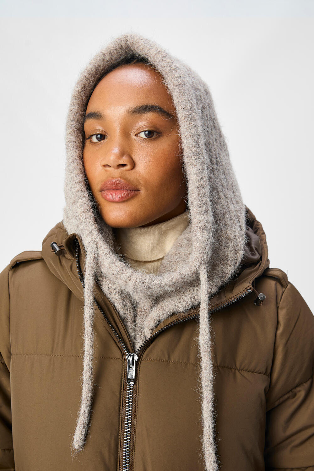 Milu Cable Knit balaclava - Hummus