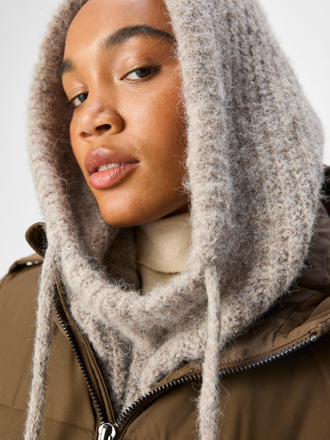 Milu Cable Knit balaclava - Hummus
