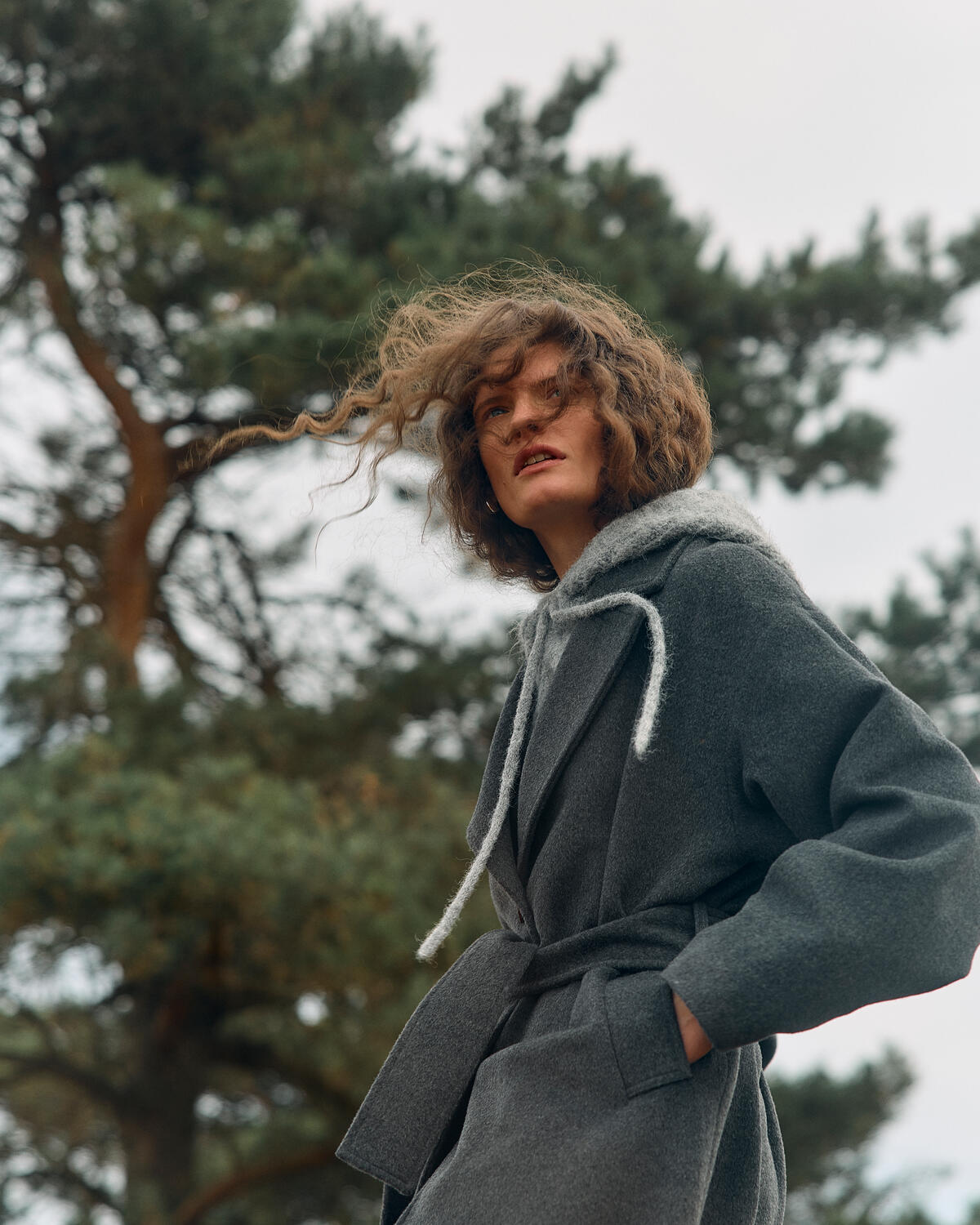 Milu Cable Knit Balaclava - Light Grey Melange