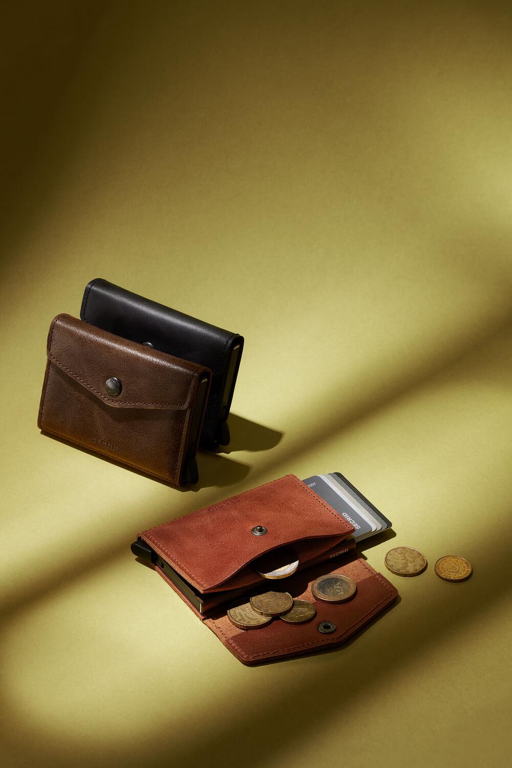 Enveloppe kortholder - Vintage Cognac