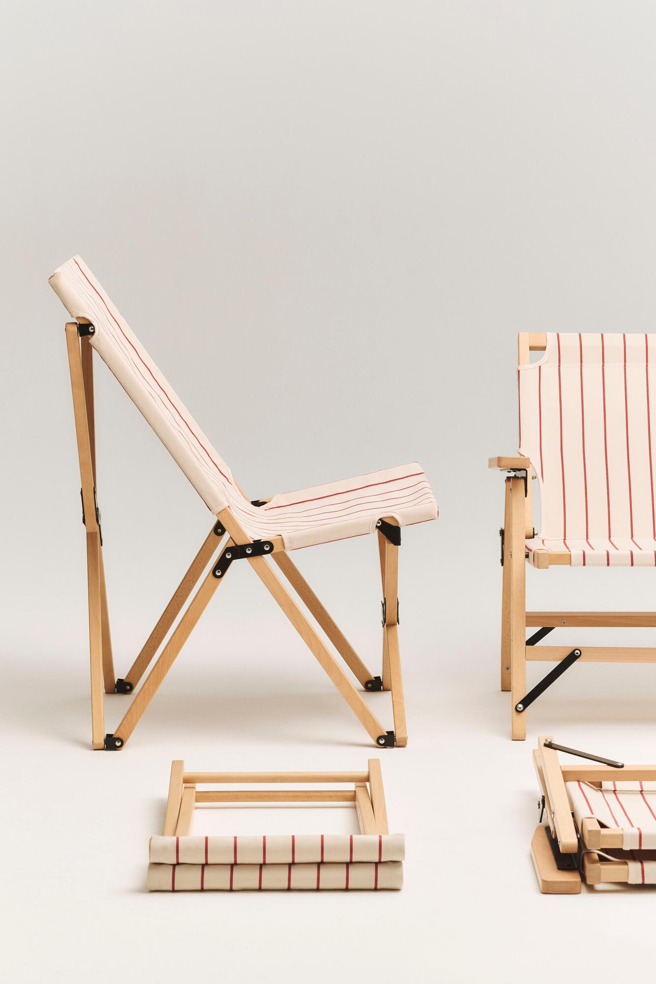 x Jasper Morrison klapstol - Beige with red stripe