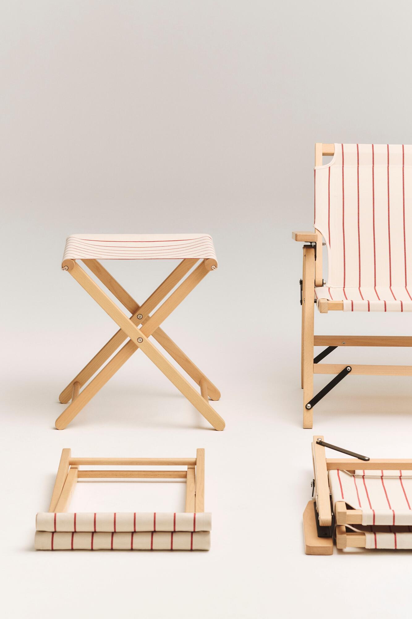 x Jasper Morrison foldeskammel - Beige with red stripe