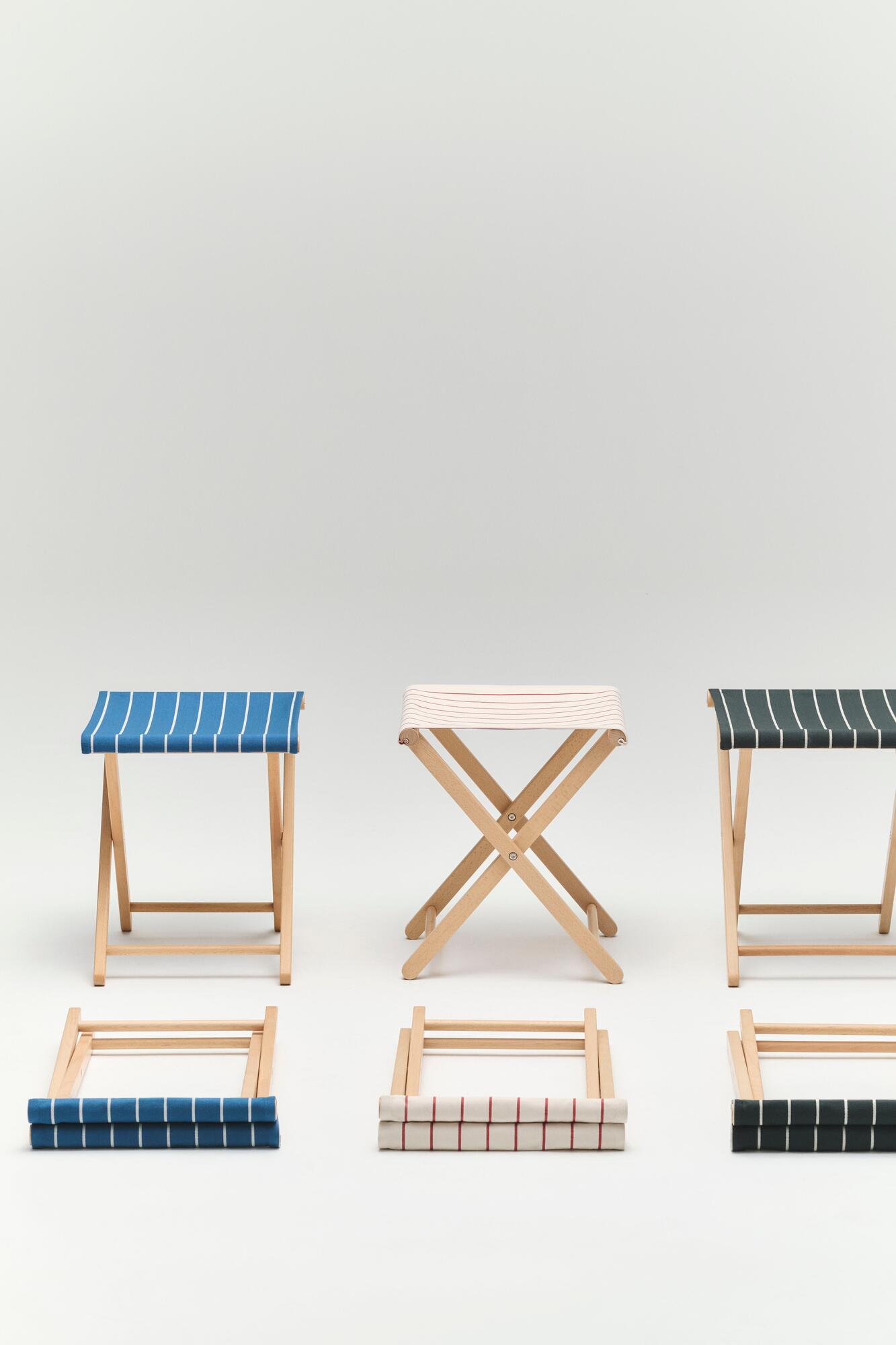 x Jasper Morrison foldeskammel - Blue with beige stripe