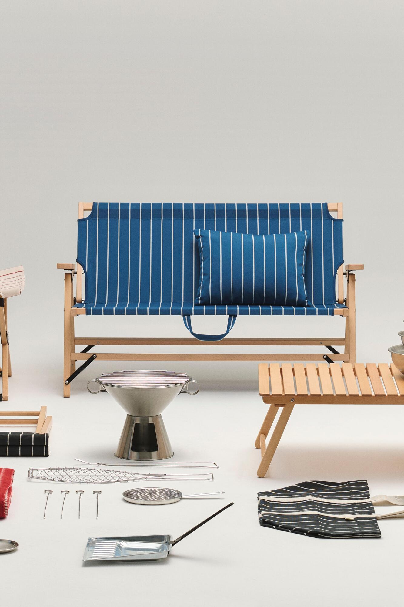 x Jasper Morrison foldesofa - Blue with beige stripe