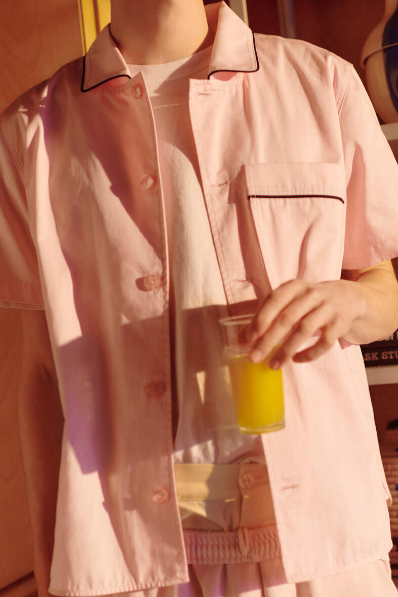 Outline Pyjama S/S natskjorte - Soft Pink