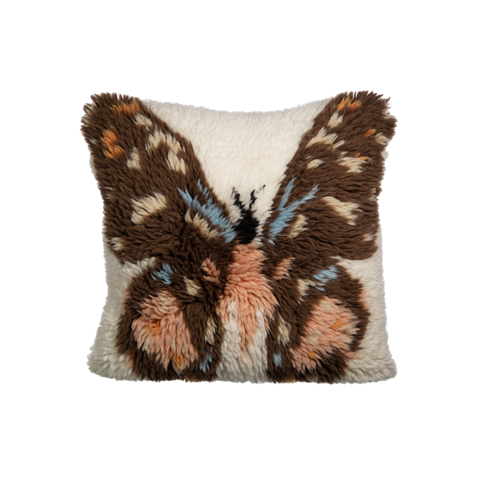 Shaggy pudebetræk, Butterfly - 60x60 cm