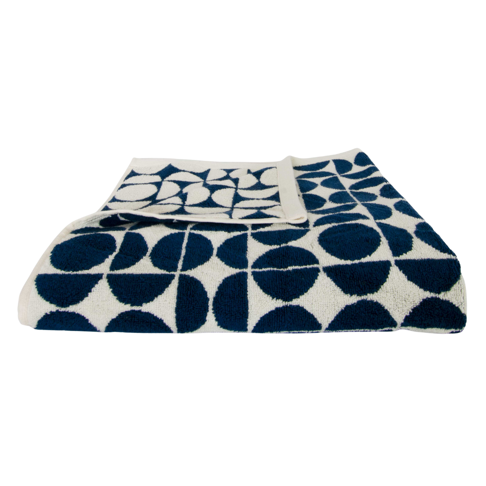 Geo håndklæde, Slate Indigo/Cream - 70x140 cm