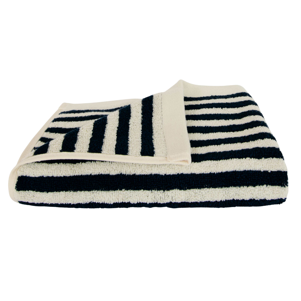 Pinstripe håndklæde, Black/Cream - 45x65 cm