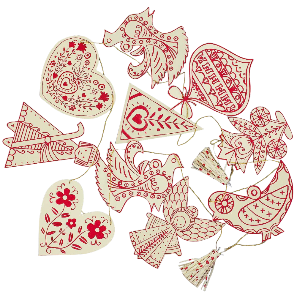 Folklore guirlande – Offwhite/rød
