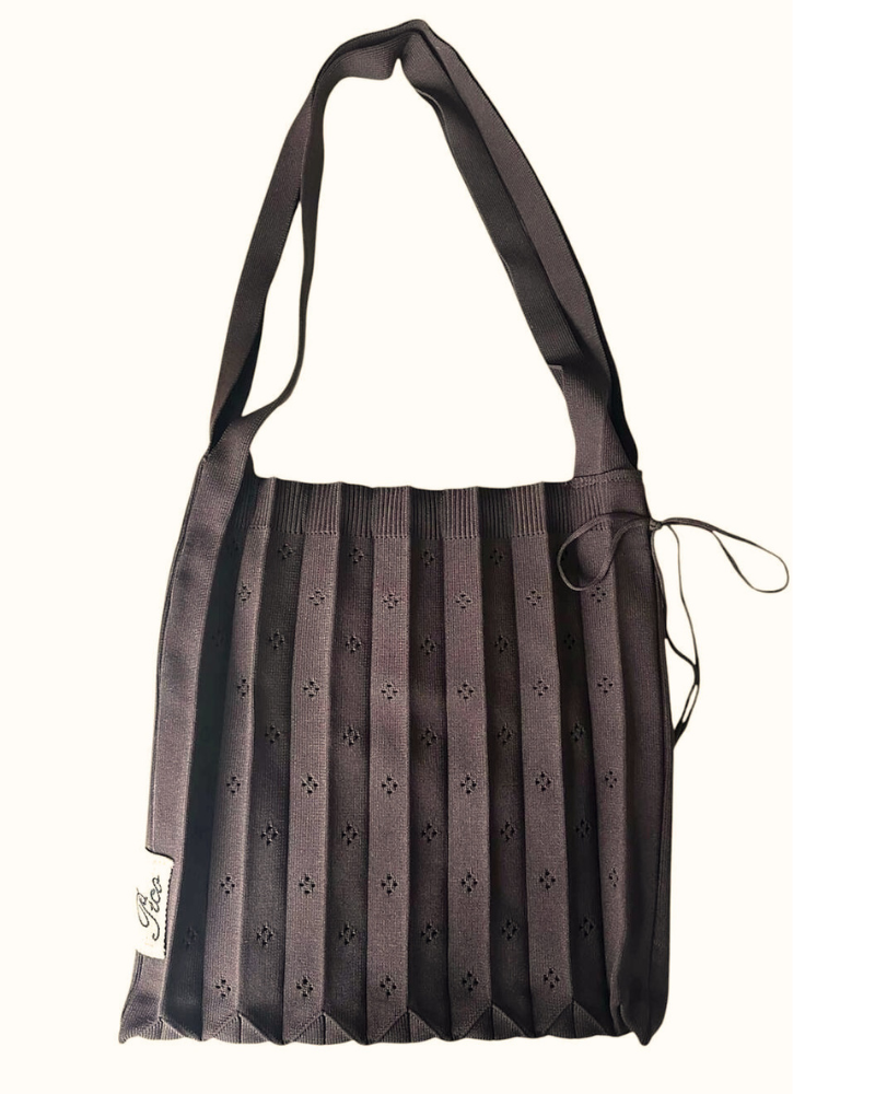 Fleur strikket taske - Chocolate