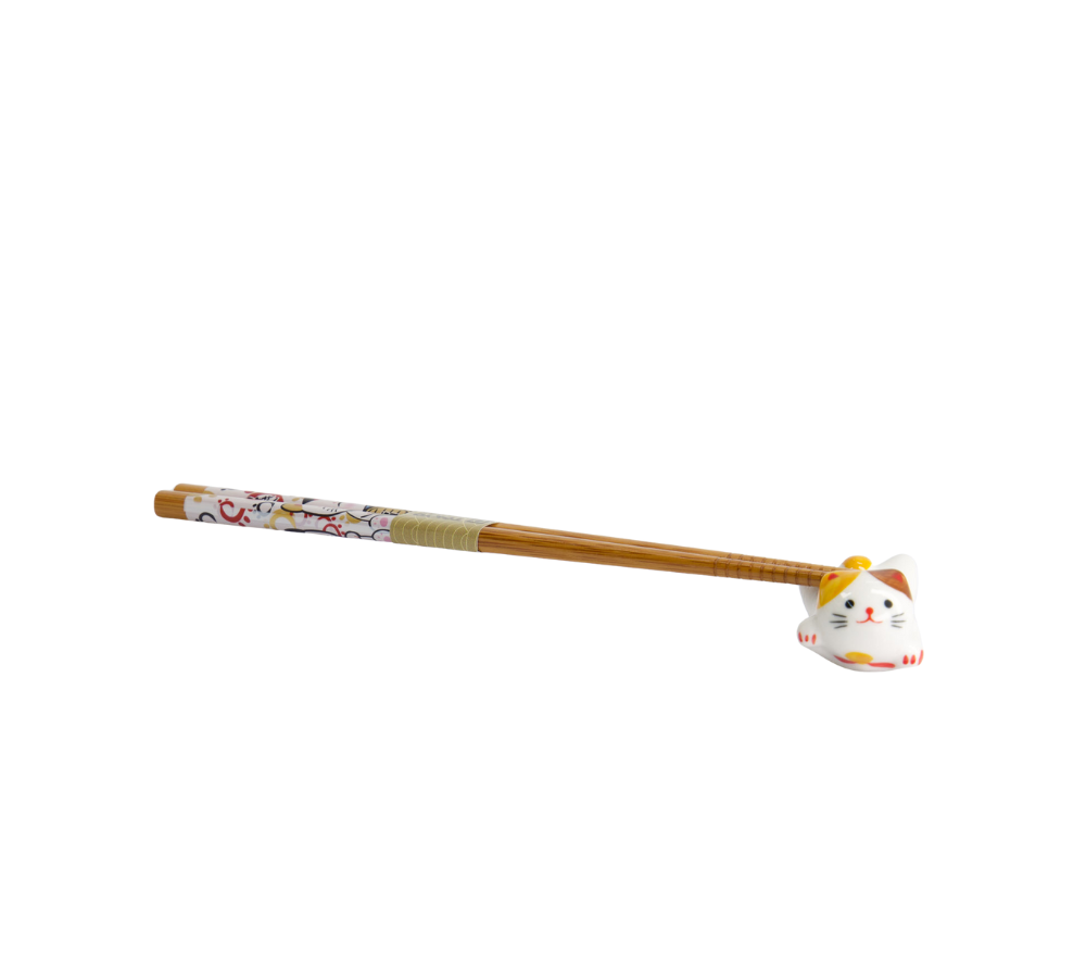 Spisepinde med holder gavesæt, Lucky Cats - 5 sæt