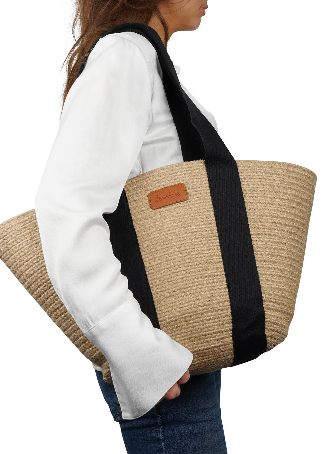 Peppino jute taske - Black/Jute