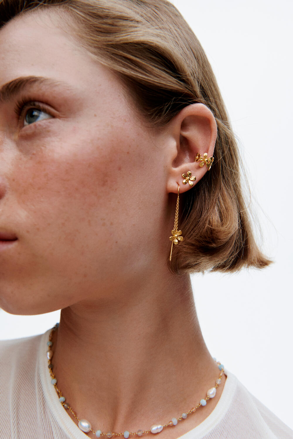 Wild Poppy hængeøreringe - forgyldt