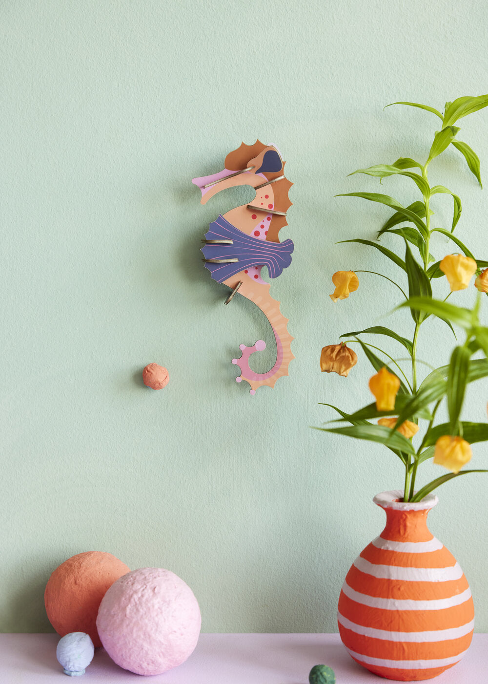 Pink seahorse vægdekoration