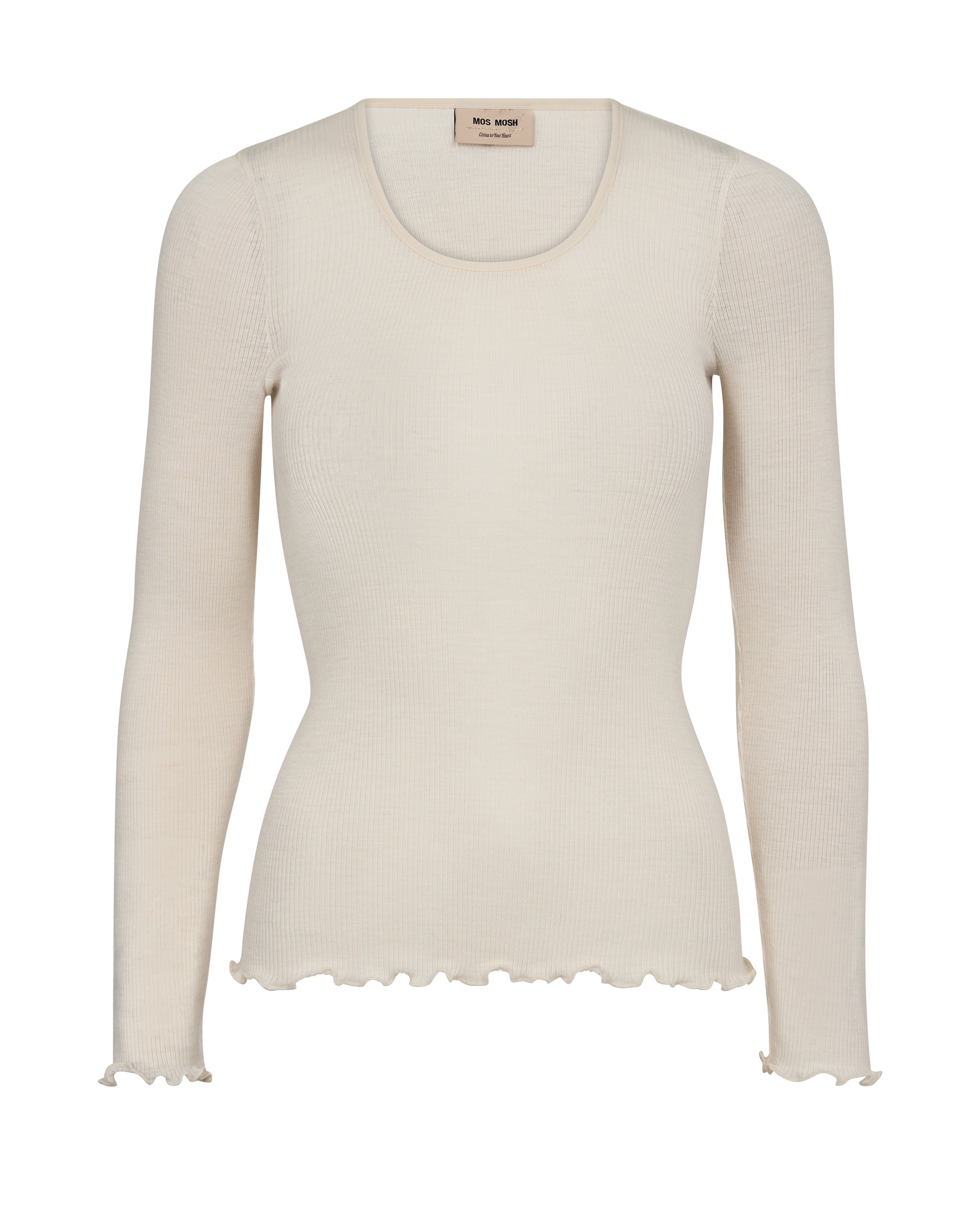 Elaine O-LS Seamless langærmet t-shirt - Ecru