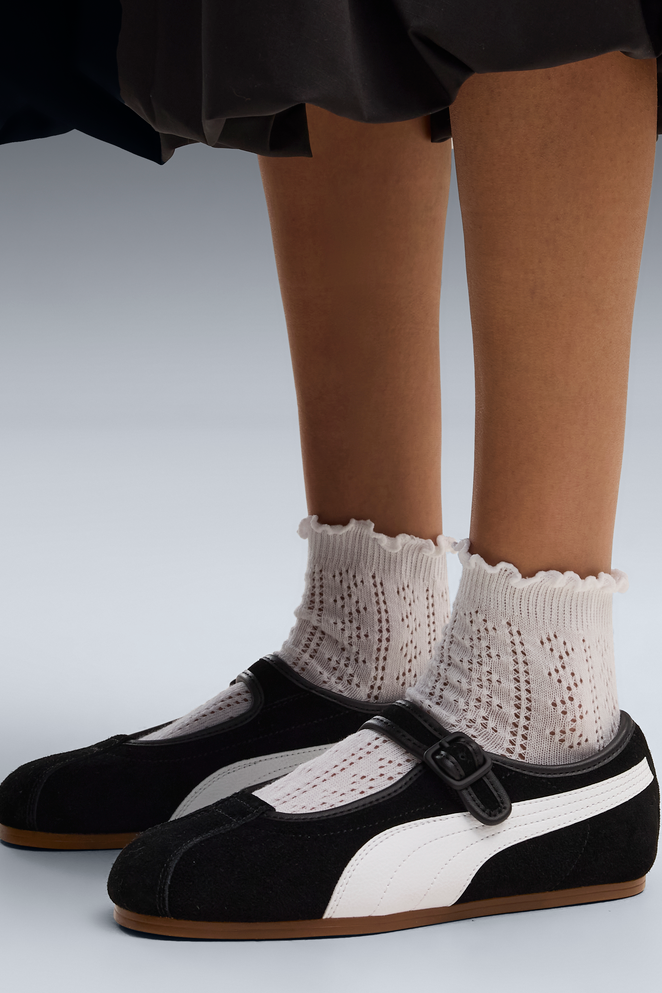 Tacklette Wns ballerinasneakers - Black/White-Gum