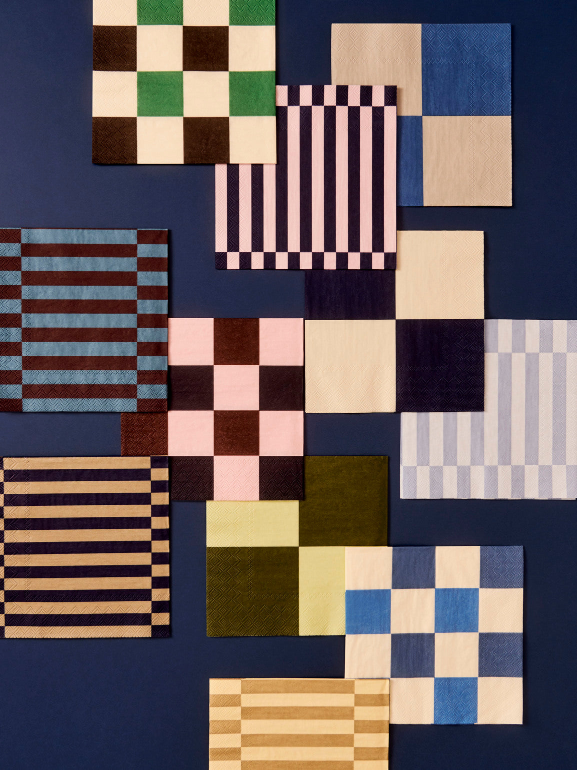 Pattern servietter, lyserød/mørkeblå - 40x40 cm.